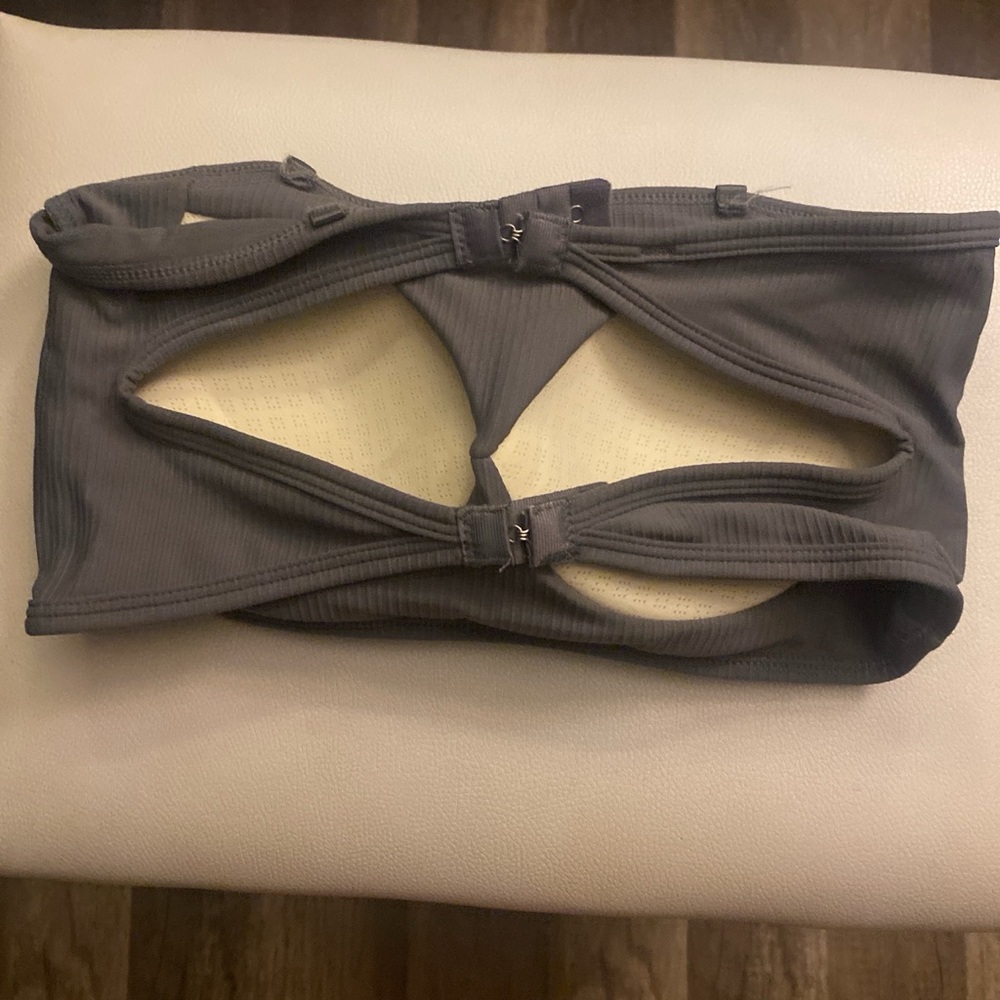 Gray Ribbed Bandeau Top - Picture 2 of 3